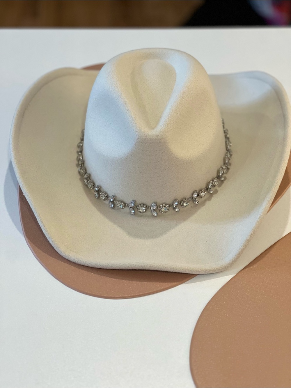 Altar'd State Ivory Cowboy Hat with Crystal Band